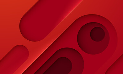 Poster - Red Abstract Background with Smooth Waves and Circular Patterns