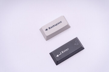 Fototapete - Minimalist photographic keycaps Enter Backspace studio shot tech graphic design element for web ui ux and Conceptual Tech style