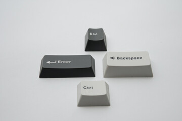 Fototapete - Minimalist photographic close-up of essential keyboard keys for tech interfaces blogs or coding tutorials modern office style