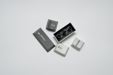 Fototapete - Detached keyboard keys photographic still life tech concept for digital design or modern office decor minimalist object art