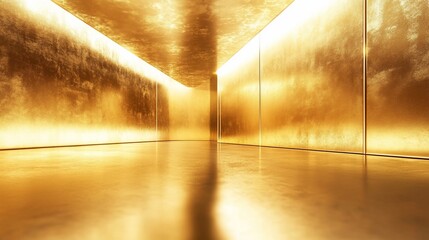Poster - Luxurious Golden Hallway: An opulent interior space with gleaming walls