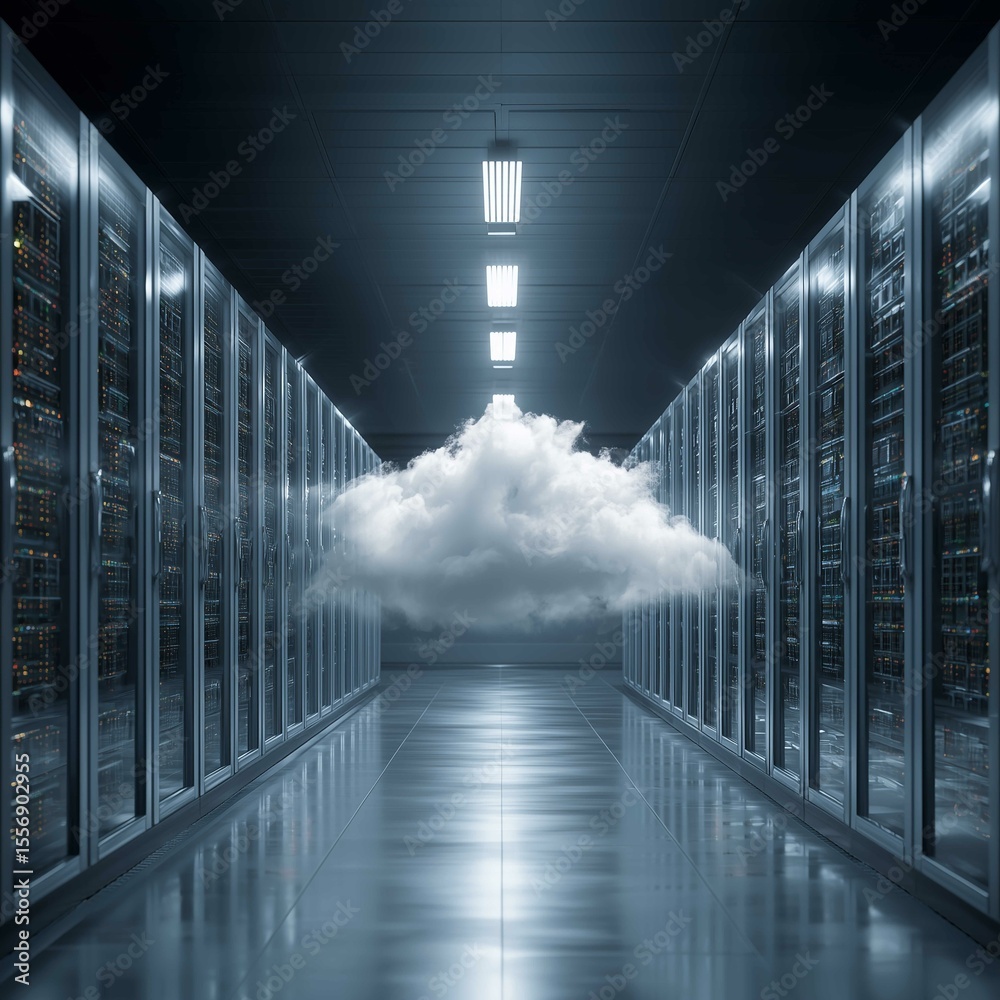 Physical Computer Cloud Stock-Foto „Cloud Infrastructure Unleashed: Visualizing the Synergy of ...