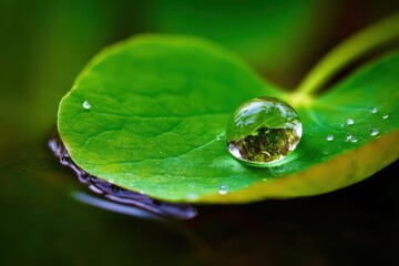 Poster - A leaf with a drop of water on it