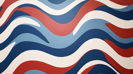 Aufkleber - Abstract waves in red, white and blue - Fluid Modern Art Illustration