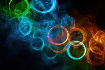 Aufkleber - A colorful smoke ring with a blue circle in the middle
