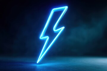 Poster - A neon light bulb with a lightning bolt on it