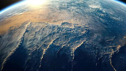 Poster - Breathtaking sunrise over Earth as seen from a space satellite showcasing celestial beauty, Beautiful sunrise on earth, view from space satellite Some elements are from