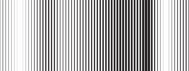 Poster - Black and white stripe lines arranged in a geometric pattern. Gradient transition and fade build a minimal abstract effect. Vector bg