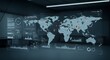 © Bhagya - Global digital network map with data charts and icons indicating locations, representing international connectivity and information flow on a futuristic interface