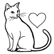 © ar88design - Cat with heart outline feline animal