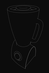 Poster - A white outline of a blender on a black background, a minimalist vector illustration with clean lines and high contrast. The simple design is versatile for various uses.