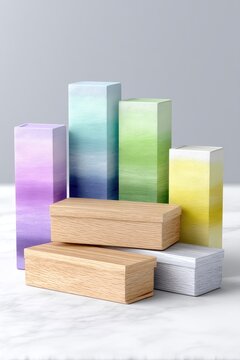 Pastel Ombre Boxes Mockup on Marble Surface
