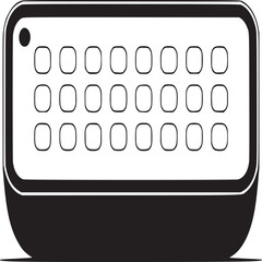 Poster - Illustration of a projector with a white screen displaying a grid of colored squares on a gray background