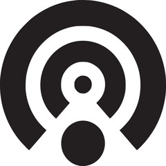 Poster - A black and white concentric circle design with two circles below the innermost circle element