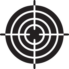 Poster - A black and white graphic of a target with concentric circles and crosshairs on a white background