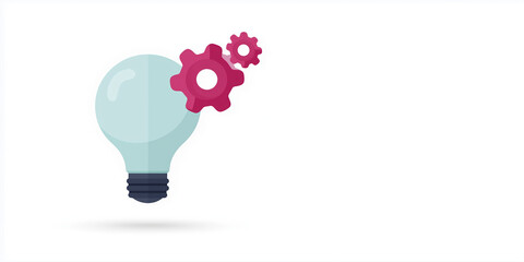 Poster - Light bulb illustration with gears symbolizing innovation and creativity, representing ideas and solutions in a modern design, suitable for various applications and projects
