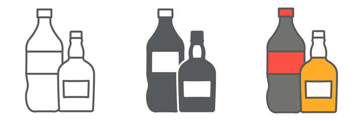 Aufkleber - Drinks icon collection, soda and whisky, alcohol sign vector set graphics, editable stroke linear icon, eps 10