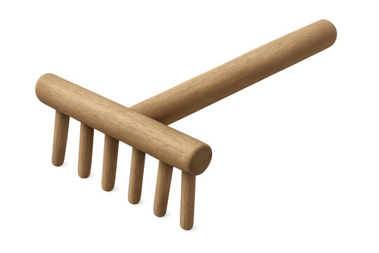 3d rendering of a wooden rake isolated on transparent background, perfect for gardening and agriculture projects