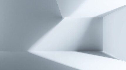 Poster - A minimalist interior space with geometric shapes and soft light creating a peaceful atmosphere for modern design.