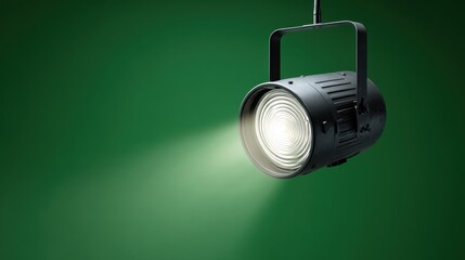 Poster - A professional spotlight casting light on a green background, ideal for creative projects and presentations.