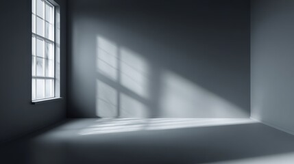 Poster - A serene empty room with soft shadows illuminated by natural light coming through the window.