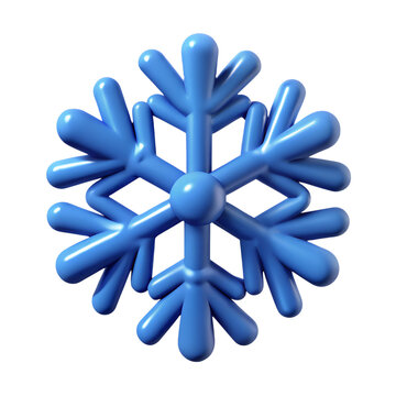 blue snowflake icon 3d rendering isolated on white background