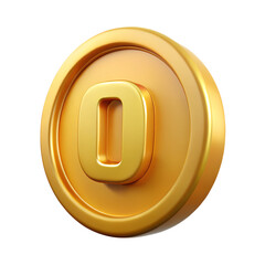 Poster - Gold Coin With Number 0 In The Center 3D Rendering