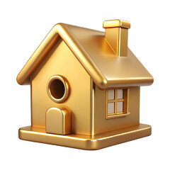 Poster - gold house 3d model isolated on white background