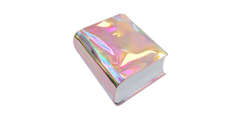 Poster - Holographic Book With Iridescent Cover. Futuristic Design And Aesthetic Appeal Isolated On Transparent Background