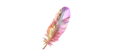 Poster - Colorful Iridescent Feather. Symbol Of Lightness And Creativity Isolated On Transparent Background