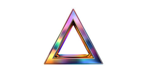 Poster - Colorful 3D Triangle With Iridescent Surface. Modern Geometric Design And Visual Art Isolated On Transparent Background