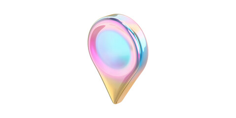 Poster - Iridescent 3D Map Pin Icon. Location And Navigation Symbol Isolated On Transparent Background
