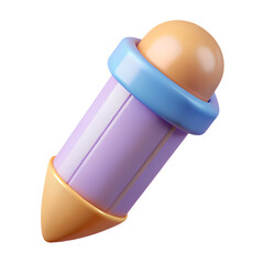 Poster - plastic cartoon 3d icon of pencil pastel colors