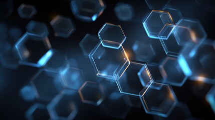 Poster - Abstract background with glowing hexagons creating a dynamic and futuristic mood for various projects.