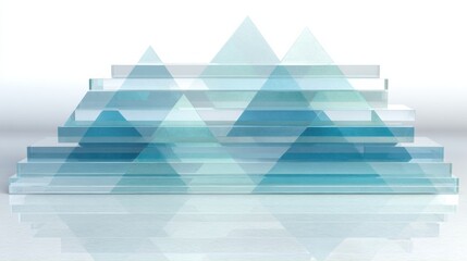 Poster - Abstract layered mountains in blue and white hues create a modern and stylish graphic design element.