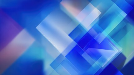 Poster - An abstract blue background featuring layered geometric shapes with varying transparency and light effects.