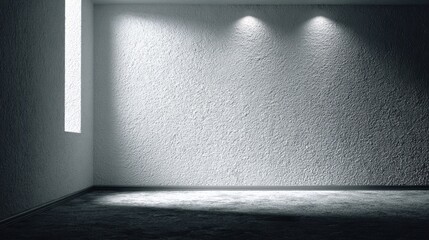 Aufkleber - An empty room with textured walls and soft light illuminating the space, creating a serene and minimalist atmosphere.