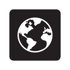 Poster - Globe icon vector. Earth logo design. Planet vector icon illustration in square isolated on white background