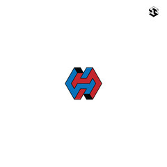 Poster - Impossible SH or HS Letter Monogram, Structural Logo with Optical Illusion Style with white background. 