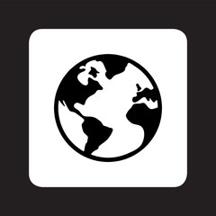 Poster - Globe icon vector. Earth logo design. Planet vector icon illustration in square isolated on black background