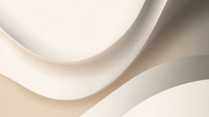 Poster - Elegant abstract waves in muted tones of beige, cream, and white, creating a soothing backdrop for design.
