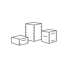 Fototapete - Geometric Shapes: Clean lines define a composition of geometric forms. A collection of boxes showcases a minimalist style, emphasizing shape and design with stark, graphic clarity.