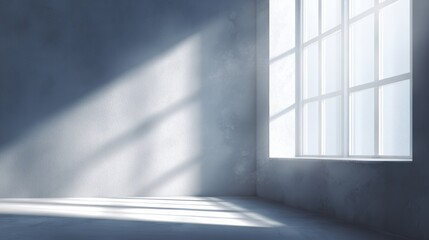 Poster - Minimalist interior featuring natural light streaming through large windows, creating a serene and spacious atmosphere.