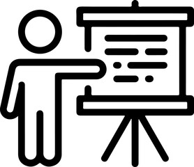 Poster - Person pointing to a presentation board with text and bullet points