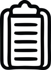 Poster - Stylized Black and White Clipboard Icon with Rounded Edges and Horizontal Lines Representing Text on a White Background for Digital and Print Media