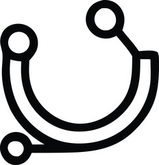 Poster - Abstract Black and White Illustration of a Curved Shape with Circles Connected by Lines Minimalist Design with Clean Lines and Geometric Elements for Modern Art