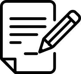 Poster - Simple black line icon of a pencil writing on a document