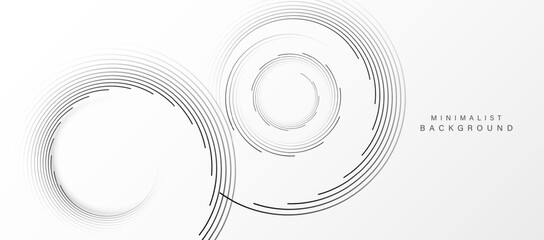 Poster - Circular abstract pattern with minimalist black lines on white background