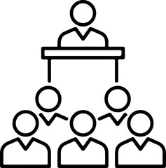 Poster - Business hierarchy icon showing a leader addressing a group of employees