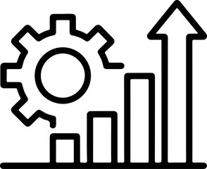 Poster - Gear and upward trending bar graph with arrow icon representing growth and progress